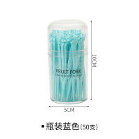 册宣 3089--5 水果叉一次性塑料两齿瓶装蓝色50支装