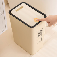 册宣 大容量按压式带盖子厕所专用垃圾篓中号奶白10L