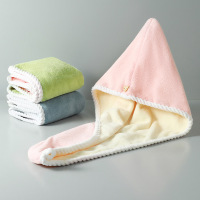 益美洁 3656珊瑚绒干发帽擦头包头巾粉蓝灰色