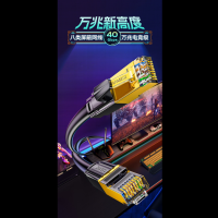 山泽 八类万兆网线 CAT8类电竞级高速网络跳线纯铜双屏蔽8芯双绞线 电脑宽带连接线黑色1米 WX8010