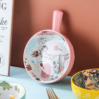 益美洁 陶瓷手柄泡面碗个人专用9英寸吃螺蛳粉碗家用饭碗沙拉碗一鹿向阳