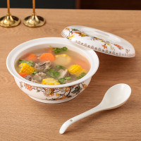 册宣 陶瓷汤碗大号家用煲汤盛汤汤盆中式釉下彩9英寸品锅 繁花似锦