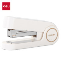 得力(deli)12#学生办公订书机 马卡龙色 适配24/6或26/6订书钉 白色 TA302