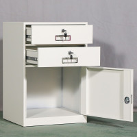 益美洁 办公文件柜铁皮柜带锁矮柜钢制储物资料柜档案柜铁柜子会计凭证柜 精品二抽一门小矮柜