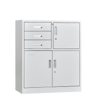 益美洁 文件柜钢制铁皮柜档案柜矮柜办公资料柜阳台柜抽屉柜带锁带锁 三保矮柜 常规款