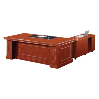 颂泰 B-1018 班台含侧柜办公桌主管桌经理桌贴实木木皮油漆 1800*900*760 胡桃色/红檀色