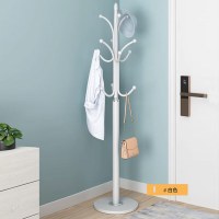 益美洁(YIMEIJIE) 衣帽架实木挂衣架落地卧室挂衣服架子房间进门多功能挂包客厅立式 净白色-圆盘底座[主杆加粗款]