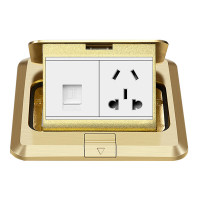 公牛 插座面板五孔多孔多用隐藏式电脑地插网络网线全铜防水地插弹起式 地插