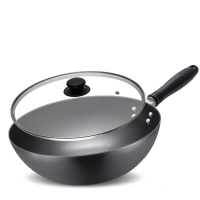 苏泊尔 炒锅大铁锅无涂层精铁老式家用炒菜锅烹饪锅具煤气灶燃气灶明火适用厨具 30cm精铁锅-带盖