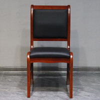 仓迪 CD-HD140 真皮小软包会议椅木质办公椅职员办公椅 胡桃色 公差±5cm