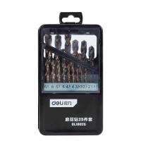 得力(deli) 麻花钻套装(黑) 25件套 Φ1-13mm DL18025