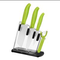 册宣刀具五件套TQQ03 菜刀多用刀水果刀削皮器刀座家用刀具颜色随机