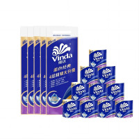 维达(vinda)蓝色经典4层加厚卫生纸卷筒纸批发团购量贩装160g*10卷*5提50卷