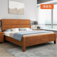 仓迪 中伟实木床简约双人床实木成人床单人床公寓床卧室床婚床1.5米*2米橡胶木床气压款+10cm床垫