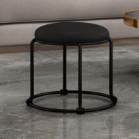 仓迪 闲遇 家用客厅沙发矮圆凳 轻奢网红可叠放换鞋凳 黑架软皮黑色 33cm