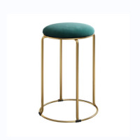 仓迪 闲遇 轻奢网红吧台收银台凳子 可叠放高脚凳 金架 墨绿色绒布 58cm