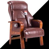仓迪 法果老板椅家用皮椅高靠背四脚曲木会议办公可躺电脑休闲椅子 黑色