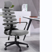 仓迪 法果电脑椅家用人体工程学鱼骨椅靠头转椅办公座椅书房游戏椅 Y02W 灰色[网布款]