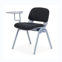 仓迪 欧宝美培训椅带写字板会议记者新闻椅布艺课桌椅一体职员办公椅