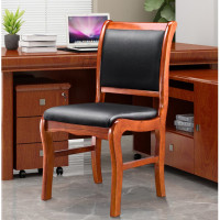 仓迪 奈高办公椅会议椅电脑椅实木椅无扶手皮革靠背椅