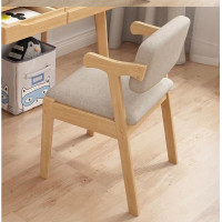 仓迪 LING CHAN 实木餐椅办公卧室电脑原木色 ZY-M-204