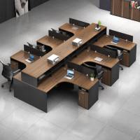 仓迪 中伟职员办公桌屏风工位电脑隔断财务室带侧柜卡座干字型六人位