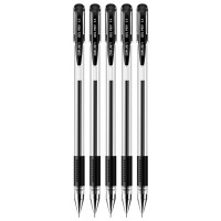 得力(deli) 6605黑色中性笔0.5mm 半针管碳素中性笔水性笔签字笔(黑)(5支/卡)(40卡装)