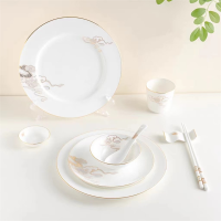 瓷唯雅金祥云系列酒店宾馆骨瓷餐具碗碟餐具8英寸骨蝶 (单位:个)