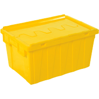 安赛瑞(SAFEWARE)斜插式可套叠周转箱含盖2个装带盖子斜插式物流箱 黄色 600*400*320mm±30mmYX