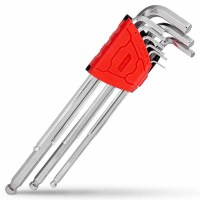 得力(deli)镜面特长球头内六角组套S2(红)9件套DL2270