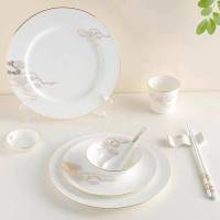 家佳恒美高档金边骨瓷中式餐具骨瓷摆台套装八件套商用招待碗盘餐具 (单位:套)