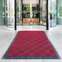 龙宇高档三合一防滑垫加密三刷(灰块红刷)商用进门脚垫入户门垫户外除尘防水迎宾地毯地垫 注:尺寸含边条不含括Logo
