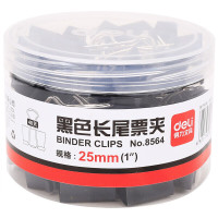 得力(deli)8564长尾夹 黑色长尾夹票夹 金属燕尾夹票据夹子 办公用品 中号25mm(48只/筒)5筒