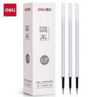 得力(deli) 简系按动中性笔芯 按动签字笔替芯 0.38mm全针管头 黑色20支/盒 A880