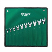 世达(SATA)08022 全抛光两用扳手套装开口扳子布袋组套机修扳收10件全抛光两用扳手组套8-19mm