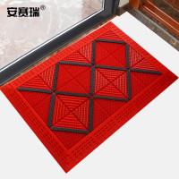 安赛瑞 室外镂空除尘地垫 EVA拼接除尘地垫 拼接式刮泥防滑脚垫 单刷灰刷红底 60×75×2.5cm 23319