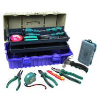 老A(LAOA)LA121002 家用维修工具箱三层工具箱套装电工组合工具套装16件工具组