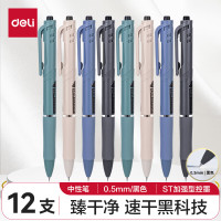 得力(deli)[控墨大师]扩容速干中性笔0.5mmST头尖锥头黑色12支/盒S01-A