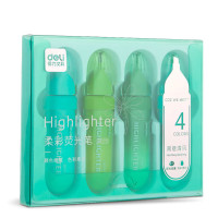 得力(deli)高颜值荧光笔4色醒目标记笔记号笔 学生重点标记手帐涂鸦可用 握感舒适 4支/盒SK170 元旦新年小礼物