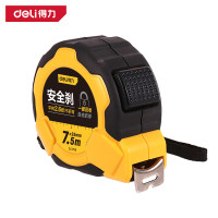 得力(deli)包胶自锁钢卷尺盒尺伸缩尺米尺25mm宽工地卷尺防割手木工尺7.5米