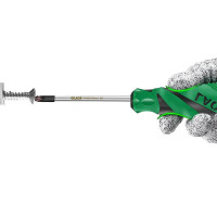 老A(LAOA) LA612375A 螺丝刀十字S2合金钢绿黑双色橡塑柄起子改锥带强磁 #0x3.0x75mm 3英寸