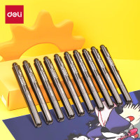 得力(deli)儿童描线笔美术勾线笔 学生描线勾边笔1.2mm黑色10支SK147