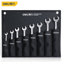 得力(deli)DL140008T 8件棘轮两用快扳组套 开口梅花呆扳手 板子汽修机修工具 8-18MM