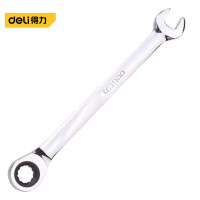 得力(deli)DL34130 镜面全抛光棘轮两用快扳 开口梅花呆扳手 板子汽修机修工具 30MM