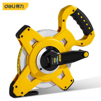 得力(deli)DL98050B 三倍速塑壳架式皮卷尺 测量尺 耐磨伸缩尺 盒尺 木工尺 50M