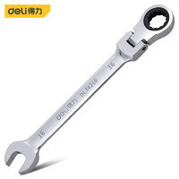 得力(deli)DL34216 镜面全抛光活动头棘轮两用快扳 开口梅花呆扳手 板子汽修机修工具 16MM