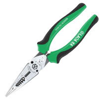 老A(LAOA)LA119008 尖嘴钳多功能6合1尖咀钳长嘴钳子可剪钢丝剥线压端子铬钒钢8英寸