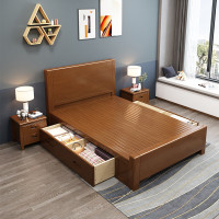 中伟(ZHONGWEI)实木床单位宿舍床公寓床木质床经济型租房床1米高箱款含床垫