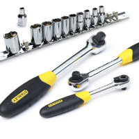 史丹利STANLEY10MM系列专业型双色柄棘轮扳手 中飞套头快速扳手汽修工具汽修工具 STMT73983-8-23