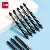 得力(deli)全新按动直液笔0.5mm子弹头中性笔 可换芯直液笔 办公学生水笔走珠笔SF888-2 黑色12支/盒)